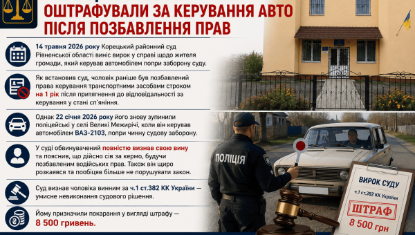 У Корці чоловіка оштрафували за керування авто після позбавлення прав